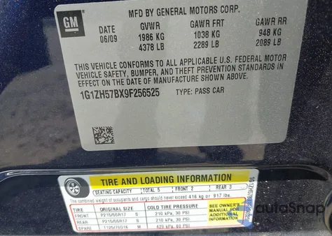 2009 Chevrolet Malibu Lt z USA, uszkodzony, nr VIN 1G1ZH57BX9F256525